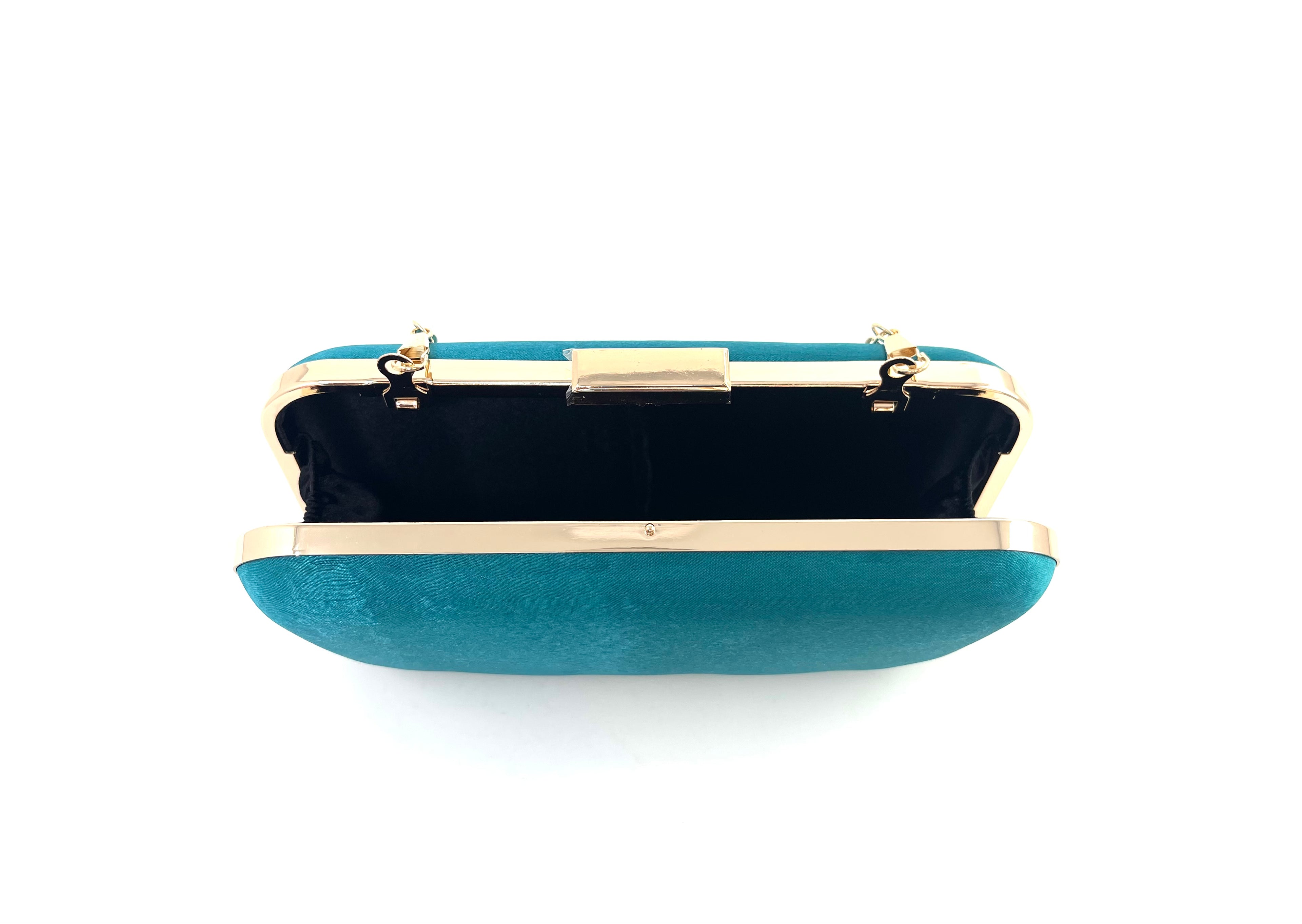 Gold Rectangular Sea Green Satin