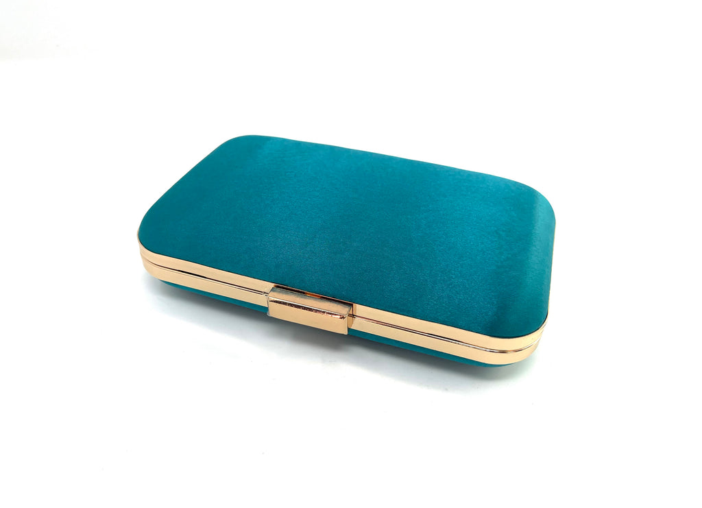 Gold Rectangular Sea Green Satin