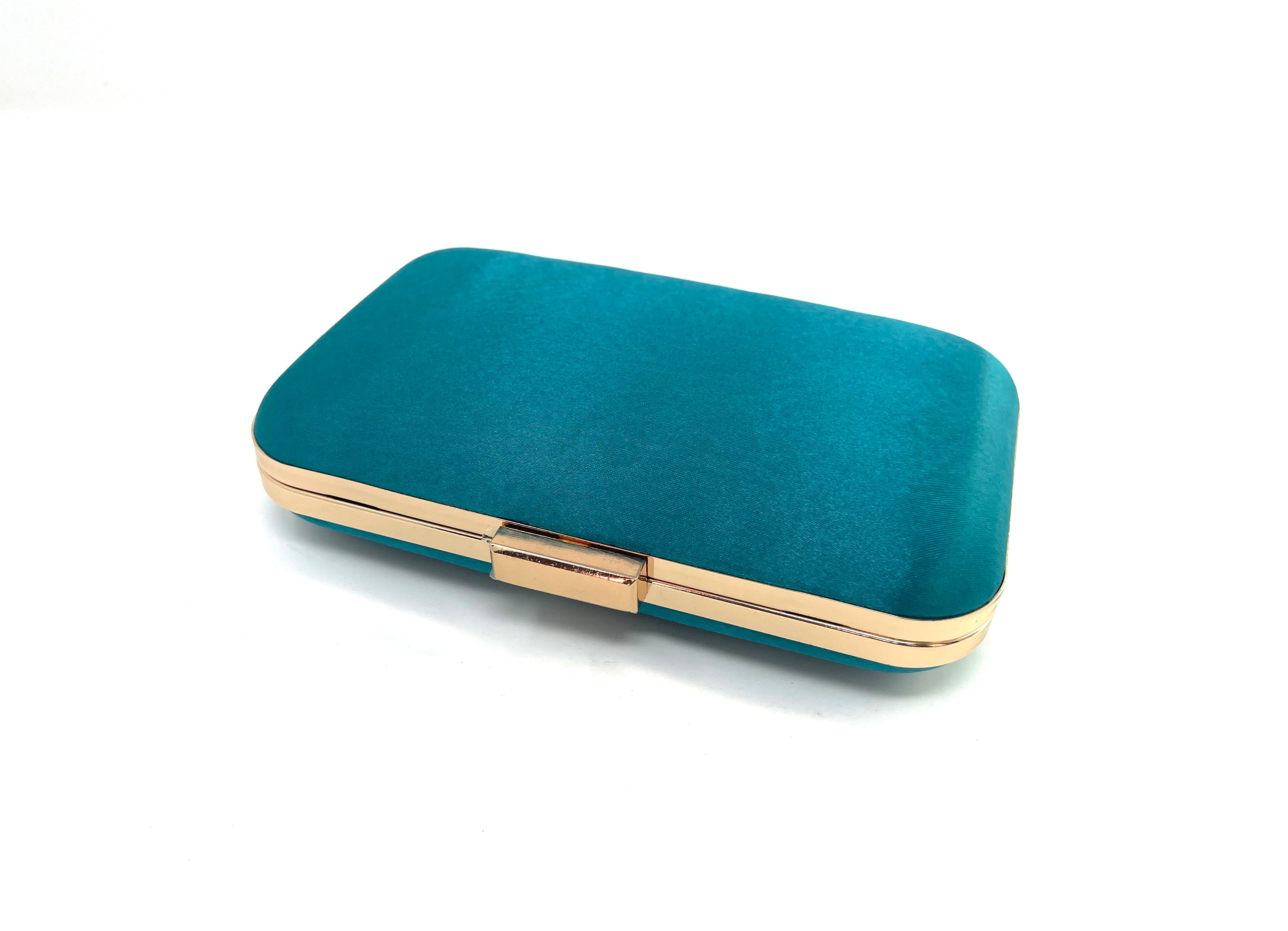 Gold Rectangular Sea Green Satin