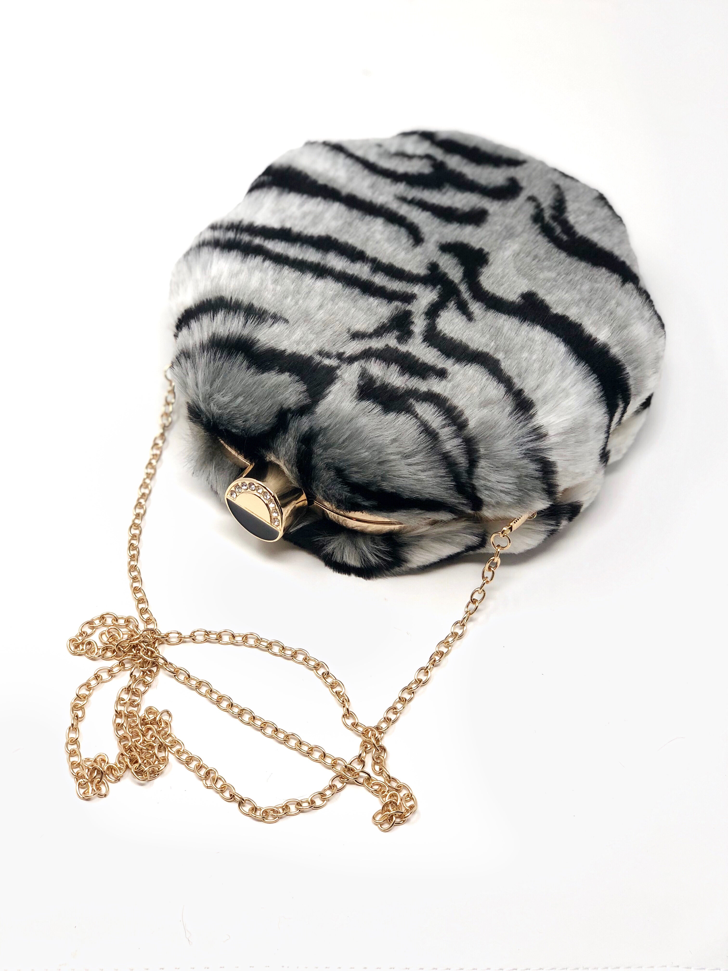 Scalloped Faux White Tiger Fur