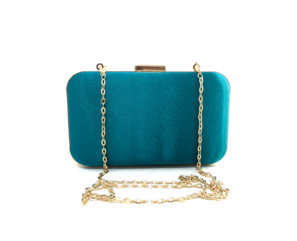 Gold Rectangular Sea Green Satin