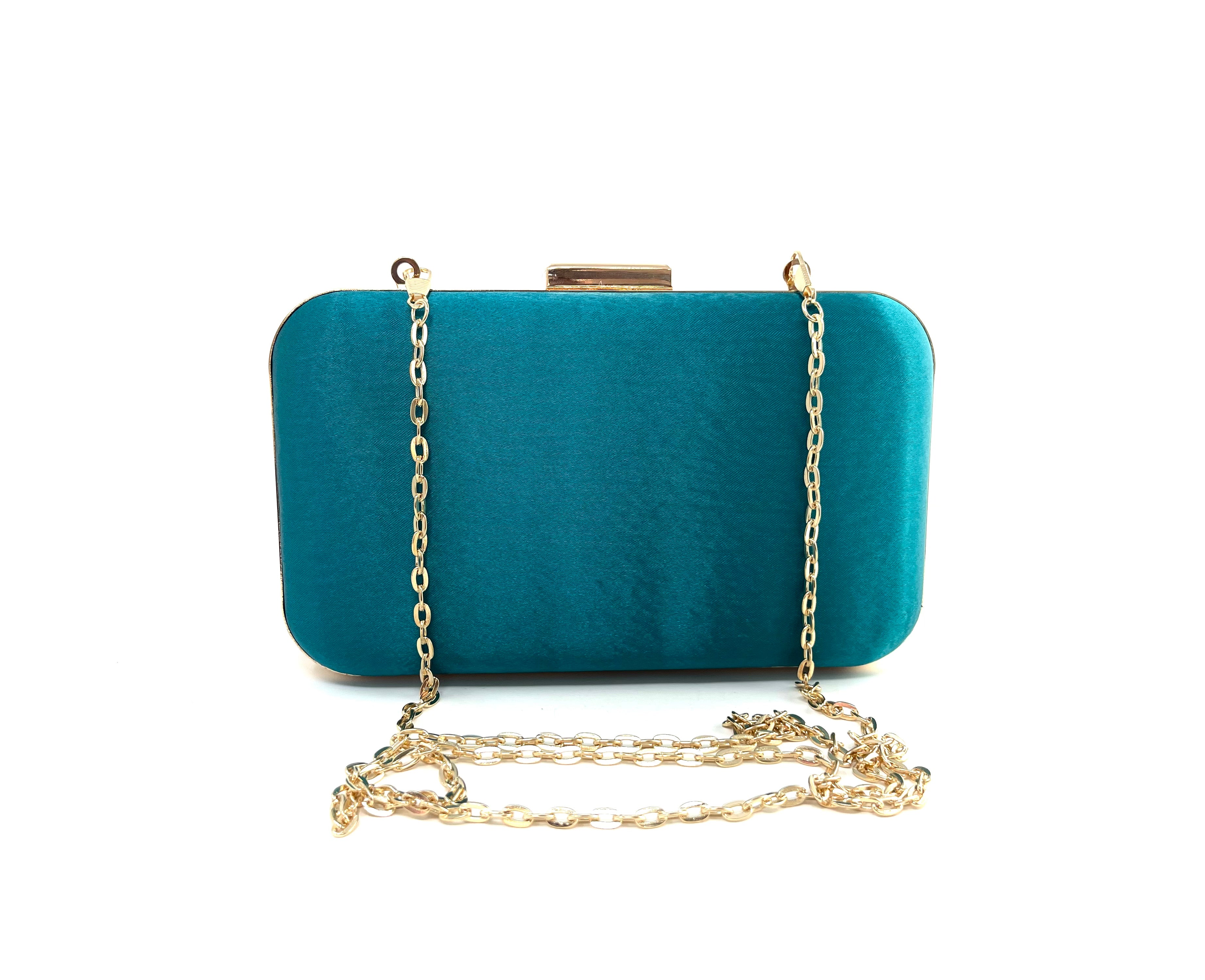 Gold Rectangular Sea Green Satin