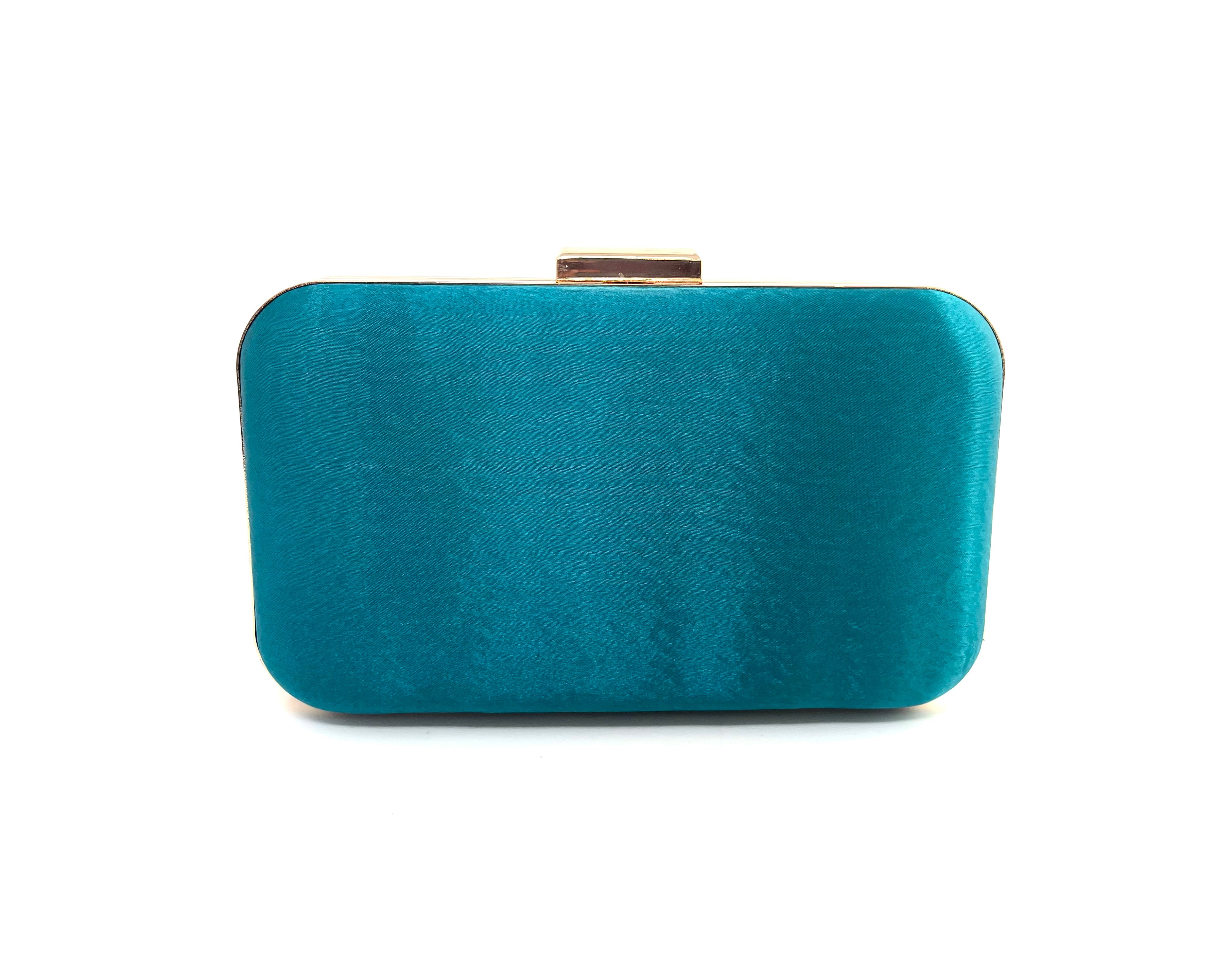 Gold Rectangular Sea Green Satin