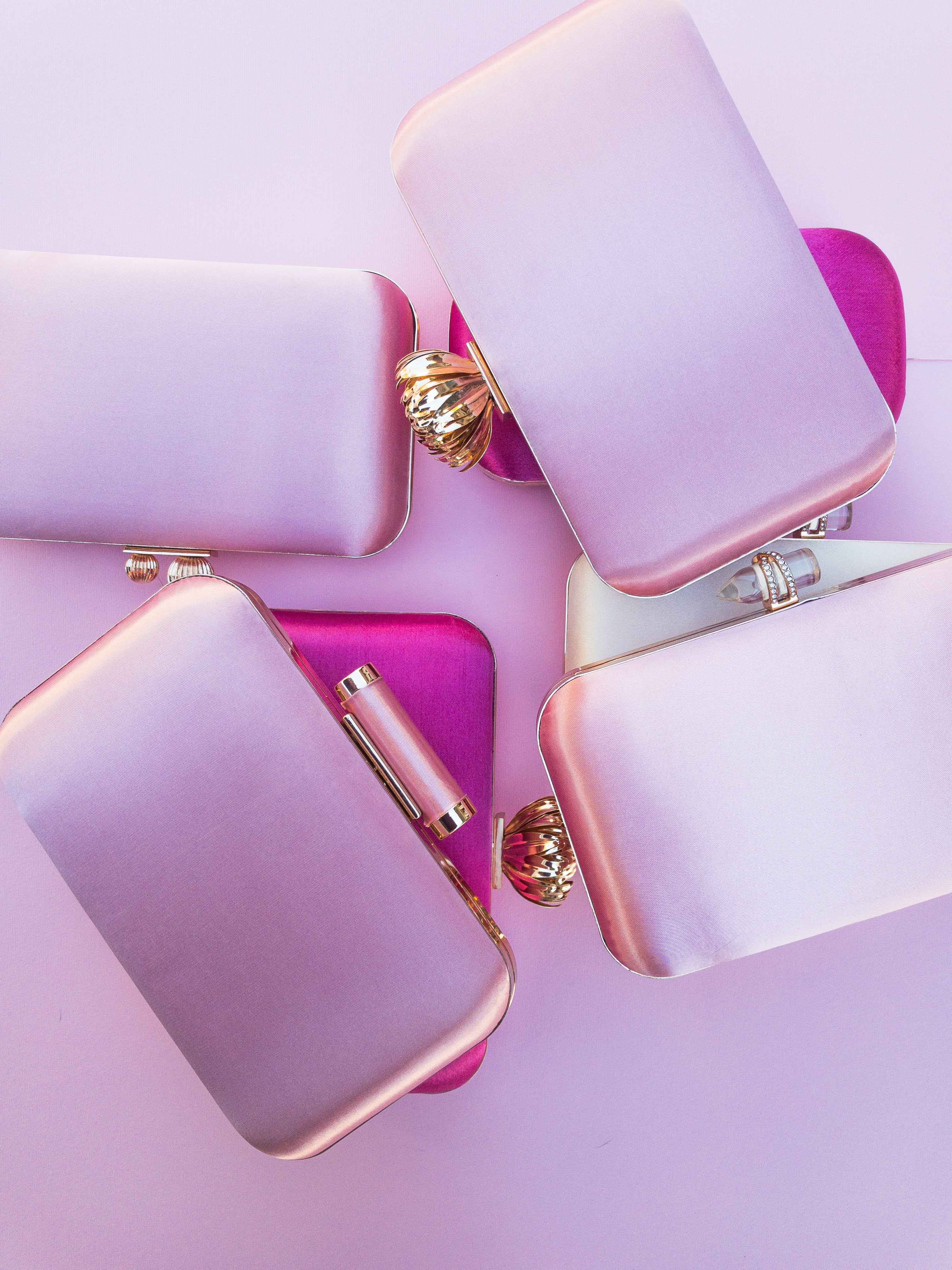 Gold Lotus Pink Satin