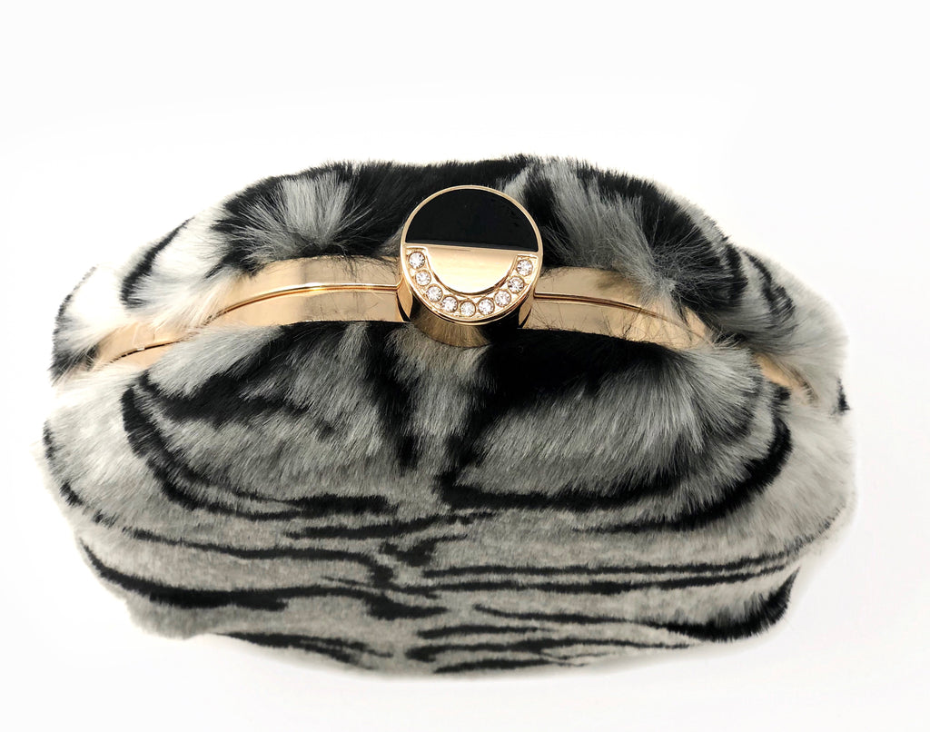 Scalloped Faux White Tiger Fur